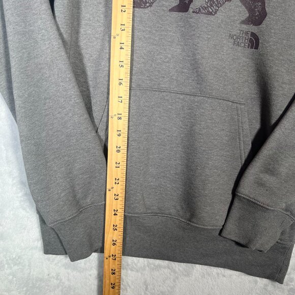 The North Face Hoodie Mens S Gray Pullover Sweatshirt Bear Logo Outdoors Nature - Picture 7 of 7